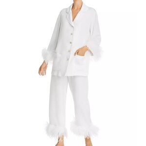 Sleeper Feather-Trim Pajamas